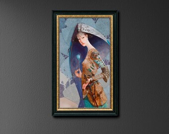 Podpisany wydruk giclée: Kobieta w zbroi – dzieło sztuki – edycja limitowana