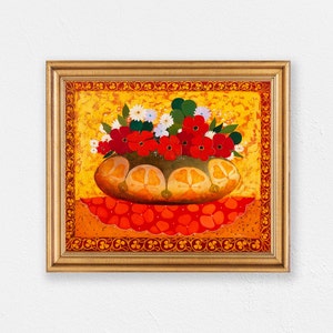 Giclee Print Martwej Natury. Kwiaty Irmy Kusiani. Sztuka Ścienna na Płótnie. Podpisany Wydruk.
