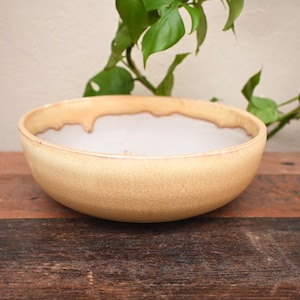 Sprucken*** - 7 1/8" handgjord rund Mame liten mini-bonsai-kruka