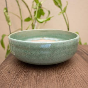 Jade - 13,5 cm handgjord rund Mame liten mini-bonsai-kruka