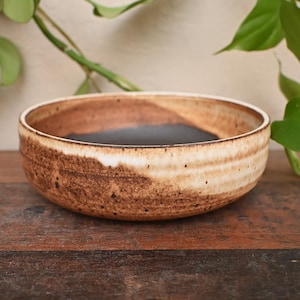 Speckled Salty White - 5 3/4" Handmade Round Mame Small Mini Bonsai Pot