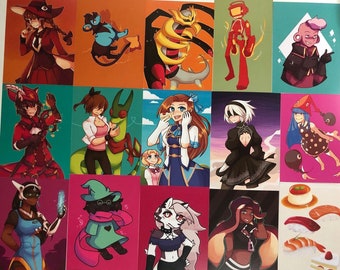 Pokemon, Steven Universe, FFXIV, Catarina, Nier Automata, Soul Eater, Overwatch, Helluva Boss, Splatoon, Wadanohara, FLCL & SU Matte Prints