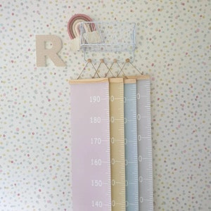 Height Chart for Children | Wood & Canvas | Christening | Baby Gift | Nursery Decor | Neutral | Yellow, Pink, Blue, Green, Grey