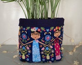 Frida Kahlo Inspired Plant Pot Cover, Fabric Planter, Plant Bag, Basket for Houseplants and Indoor Plants