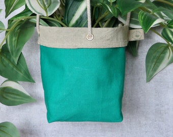 Green Hanging Plant Pot, Fabric Hanging Planter for Indoor Plants