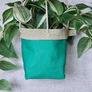 Hanging Plant Pot Indoor, Green Hanging Planter, Hanging Plant Holder, Plant Gift for Plant Lovers, Fabric Plant Hanger Indoor, Hanging