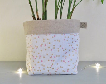 Pink and Gold Plant Pot Cover, Wedding Planter, Plant Lover Gift, Plant Gift for Housewarming, Planters and Pots Indoor, Fabric Planter Gift