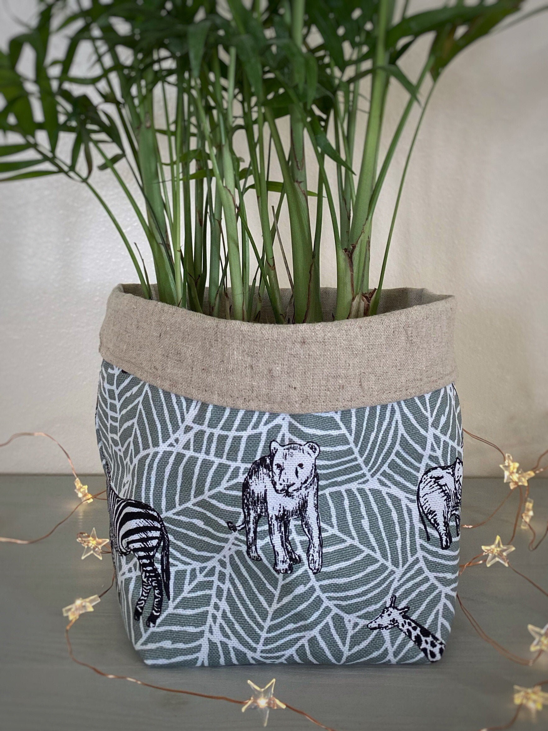 Safari Animal Plant Pot Cover Fabric Planter Indoor Plant Etsy