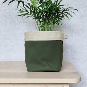 Green Plant Pot Cover, Dark Green Planter, Plant Gifts for Plant Lovers, Indoor Plant Pots, Fabric Plant Basket, Birthday Gift for Plant
