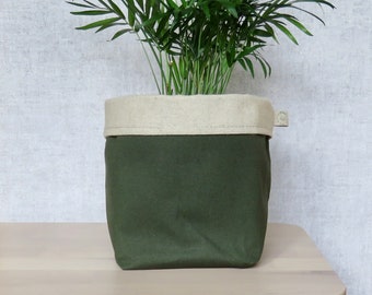 Green Plant Pot Cover, Dark Green Planter, Plant Gifts for Plant Lovers, Indoor Plant Pots, Fabric Plant Holder, Birthday Gift for Plant