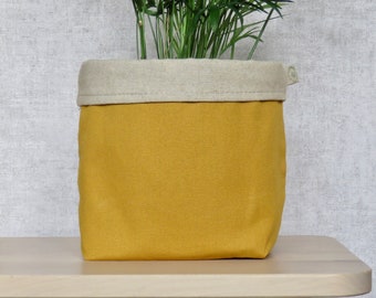 Mustard Plant Pot Cover, Mustard Planter, Plant Gifts for New Home, Yellow Fabric Planter, Housewarming Gift for Plant Lover, Boho Plant Pot