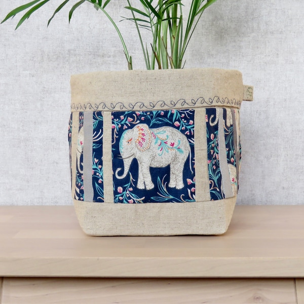 Elephant Plant Pot Cover, Elephant Planter, Plant Gifts for Plant Lovers, Elephant Gifts for Women, Indoor Plant Pot Holder, Fabric Planter