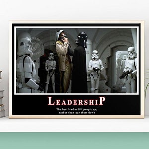 Leadership Poster, Leadership Darth Va.der Poster For Fan Star Movie Wars, Stormtrooper Darth Motivational Quote Best Gift Wall Art Unframed