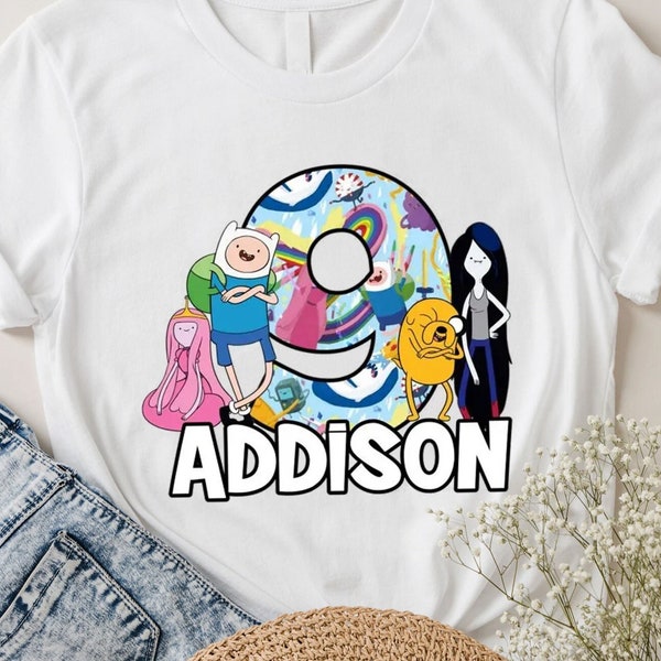 Customizable Adventure Movie Time Birthday Shirts, Finn The-Human, Jake The-Dog, Adventure Cartoon Shirt, Matching Family Birthday Party