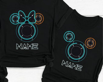Custom Disney Mouse Tron Lightcycle Shirts, Disneyland Tron Run Ride Shirts, Magic Castle Lightcylce Bike Shirts, Disney Couple T-Shirt