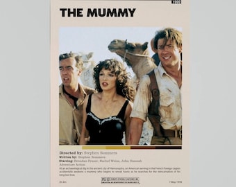 The Mummy 1999 Film Poster, Rick O'Connell, Hamunaptra, The Mummy Minimalist Movie Poster, Retro Vintage Art Print Poster Decor Unframed