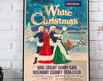 White Christmas Retro 1954 Musical Romance Film Poster, Original Xmas Film Vintage Poster, Merry Christmas Beautiful Gift Decor Unframed