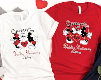 Custom Couple Anniversary Disney Shirts, Anniversary Gift For Couple, Mikey Minnie Honeymoon, Couple Disneyland Trip Celebrating Wedding