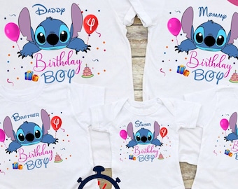 Personalized Stitch Birthday Shirts, Custom Stitch Family Birthday Trip Shirt, Stitch Birthday Girl, Stitch Birthday Boy,Stitch B-day Family