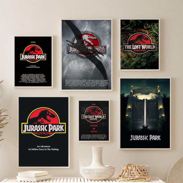 Jurass Park 1993 Movie Series Classic Poster, Jurass Park Hammond Grant Sattler Dinosaur Vintage Poster Gift for Film Fans, Home Decor