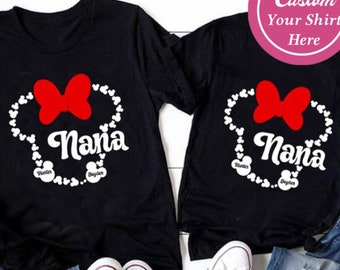 Custom Nana Disneyland Shirts, Nana Minnie Mouse Mama Mimi Customized Kids Name Mama Minnie Shirts, Mothers Day Gift For Mom, Grandma, Aunt