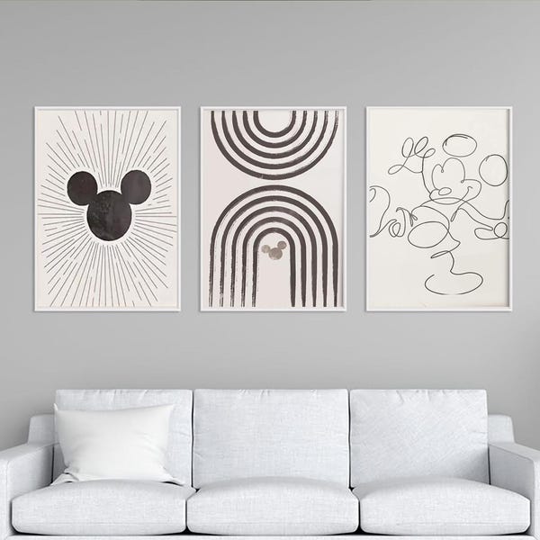 Disneyland Mckey Mouse Vintage Boho Poster, Disney Minimalist Wall Art Gallery Poster, Nursery Wall Art, Kids Room Decor, Baby Shower Gift