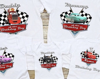 Custom Disneyland Cars Birthday Shirts, Personalized Cars Theme Birthday Party Shirts, Lightning McQueen, Tow Mater, Doc Hudson, Family Trip