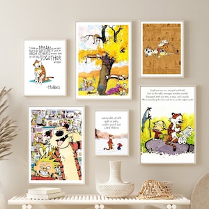Cal.vin Hobbes Multiple Style Poster, Cute Comic Cartoon Poster, Calvin Movie Hobbes Vintage Gift Decor Home, Office, Classroom, Unframed