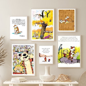 Cal.vin Hobbes Multiple Style Poster, Cute Comic Cartoon Poster, Calvin Movie Hobbes Vintage Gift Decor Home, Office, Classroom, Unframed