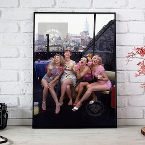 Sex and The City 1998 Romance Movie Poster, Carrie, Miranda, Samantha and Charlotte, Colorful Photo Vintage Art Print Home Decor Unframed