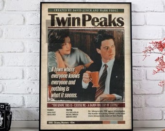 Twin Peaks Poster, Twin Peaks Tv Series poster, Dale Cooper Laura Palmer, 90s Crime Film Poster, Twin Peaks Vintage Poster Decor Unframed