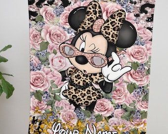 Personalized Disneyland Minnie Mouse Blanket, Minnie Birthday Fleece Blanket, Floral Minnie Blanket, Christmas Gift, Baby Shower Blanket