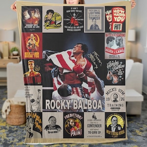 Rocky Movie Fleece Blanket, Rocky Balboa Inspirational Quote, Rocky Boxing Film Vintage Blanket Motivational Gift, Christmas, Birthday Gifts