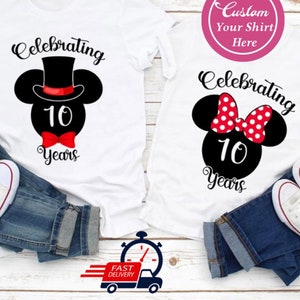 Custom Anniversary Shirts, Personalized Year Anniversary Gift For Disneyland Couples, D i s n e y Couple Matching Celebrating Wedding Shirt