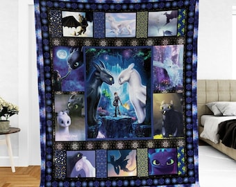 How To Train Your Dragon Cute Blanket, Dragon Animated Movie Fleece Blanket, Toothless Hiccup Night Fury Gift, Dragon Lovers, Home Decor