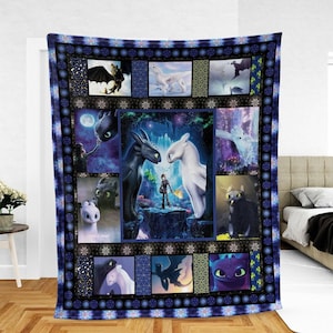 How To Train Your Dragon Cute Blanket, Dragon Animated Movie Fleece Blanket, Toothless Hiccup Night Fury Gift, Dragon Lovers, Home Decor