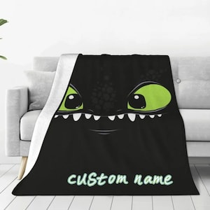 How to train Your Dragon Fleece Blanket, Custom Dragon Animated Blanket, Toothless Hiccup Night Fury, Gifts for Dragon Lover, Home Decor