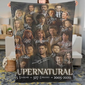 Supernatural Series Fleece Blanket, Dean and Sam Brothers, Supernatural All Season Signature Blanket, Winchester Brothers Blanket Gifts