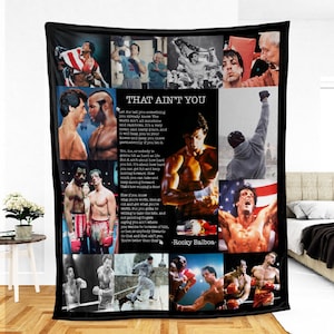 Rocky Balboa Fleece Blanket, Rocky Balboa Quotes Fleece Blanket, Rocky Balboa Vintage Blanket, Great Gift For Him, Her, Friends, Film Fans