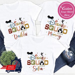 Retro Custom Name Disney 2026 Squad Shirts, Disneyland Magic Kingdom Vintage T-Shirt, Matching Family Trip Retro Shirts, Disneyworld Squad image 1