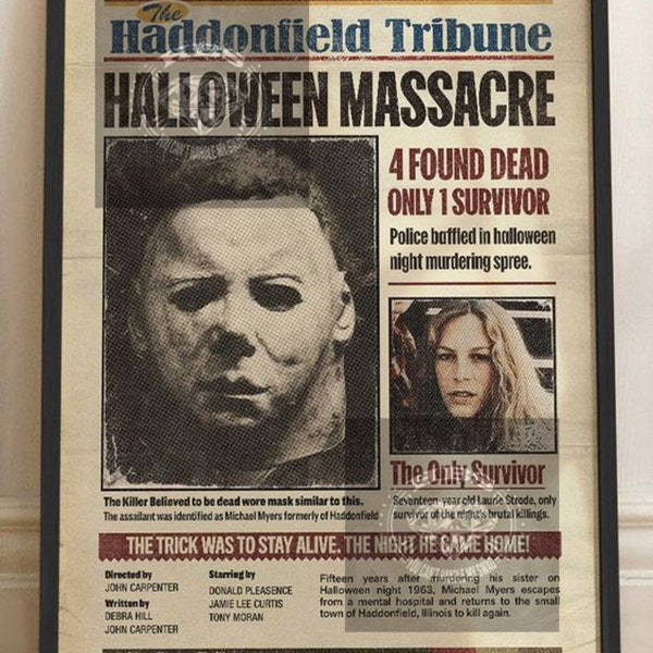 Halloween Horror Poster, Halloween 1978 Movie Poster, Michael Myers Horror Characters Vintage Poster, Laurie Strode, Poster Decor Unframed