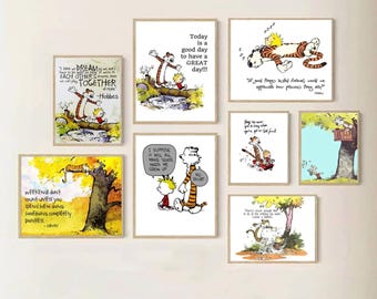Cal.vin-Hobbes Inspirational Quote Posters, Cute Comic Cartoon Poster, Cal.vin Movie Hobbes Vintage Gifts for Kid, Teen, Adult, Book Lovers