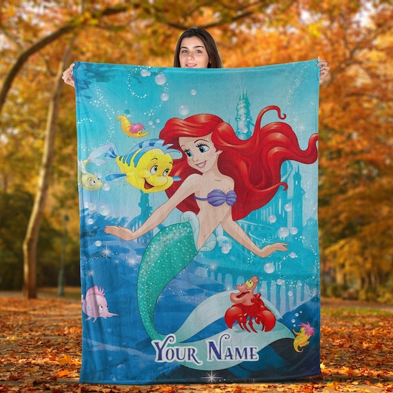 Custom Name Littlemermaid Fleece Blanket Personalized Disneyland Inspired Blanket Littlemermaid Kids Birthday Gift Baby Shower Gifts Etsy