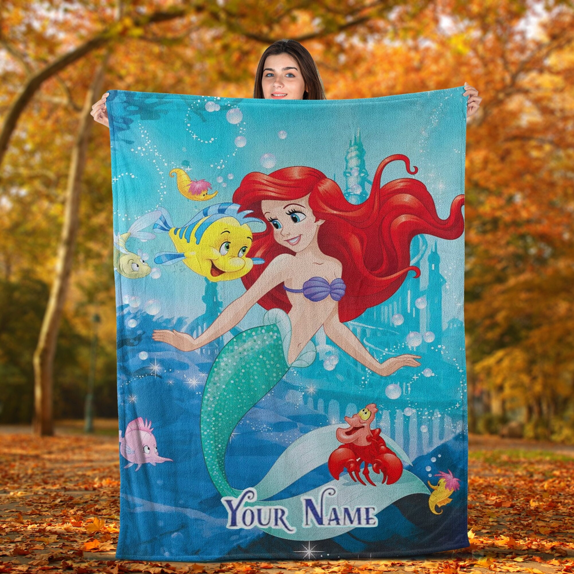 Artsadd Custom Name Baby Blanket – Personalized Mermaid Design Fleece Throw For Boys & Girls (30x40 Inches)