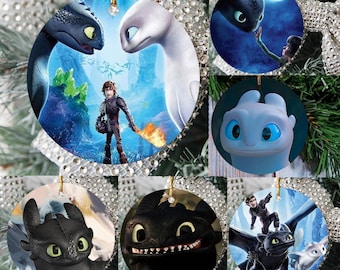 How To Train Your Dragon Plastic Ornament, Dragon Animated Movie Toothless Hiccup Light Fury Ornament Gift for Dragon Lovers Tree Hanging