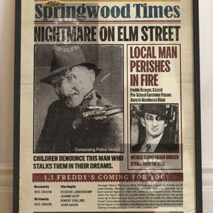 Nightmare on Elm Street 1984 Poster, Horror Movie Freddy Krueger Nancy Don Vintage Poster Retro Womens Mens Newspaper Art Decor Unframed