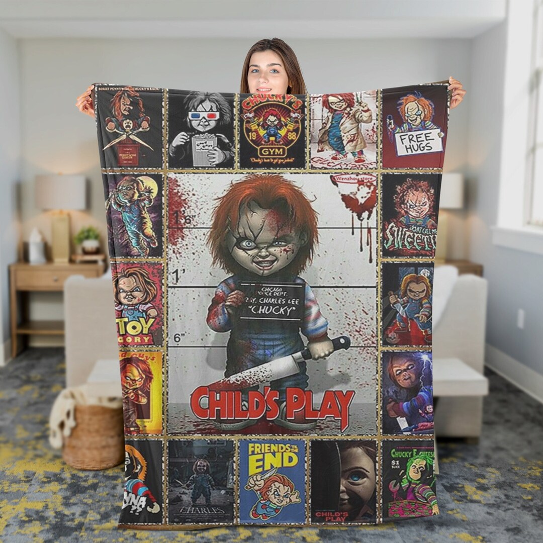 Child's Play Horror Fleece Blanket, Good Guy Doll, Chucky 80s Slasher