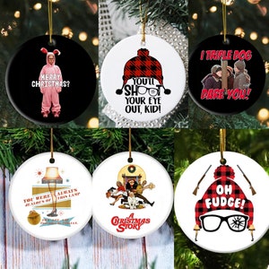 A Christmas Story Movie Christmas Film Ornament, Oh Fudge Vintage Retro Xmas Vacation Ornament, Leg Lamp, Holiday Funny Gifts Tree Hanging