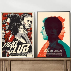 Fight Club 1999 Film Poster, Tyler Durden, Marla Singer, Fight Club Movie Art Poster, Vintage Art Print Poster Unique Gifts Decor Unframed
