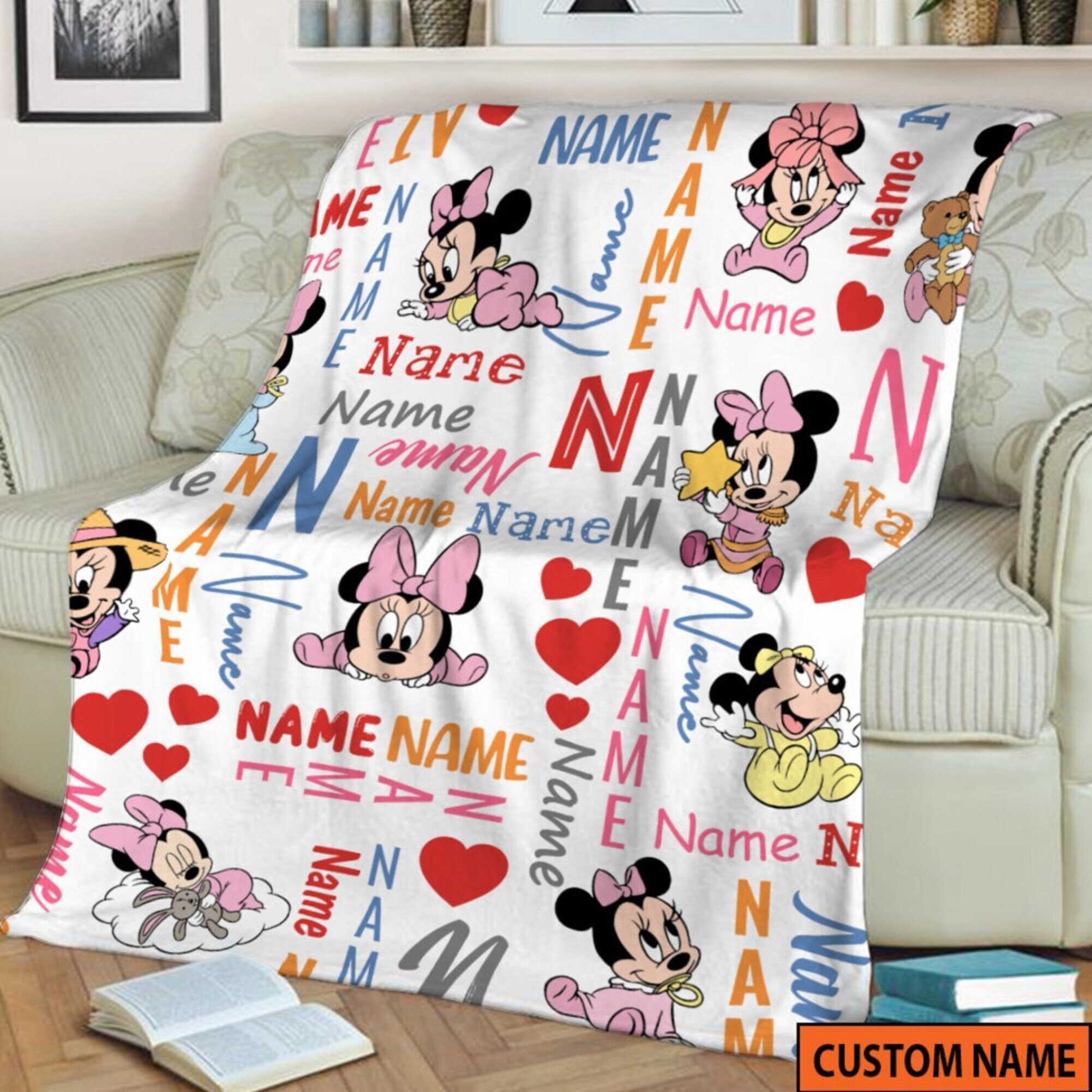 Custom Baby Minnie Mouse Fleece Blanket Custom Minnie Blanket Personalized Disneyland Mouse Magic Kingdom Birthday Gifts Christmas Gift Etsy